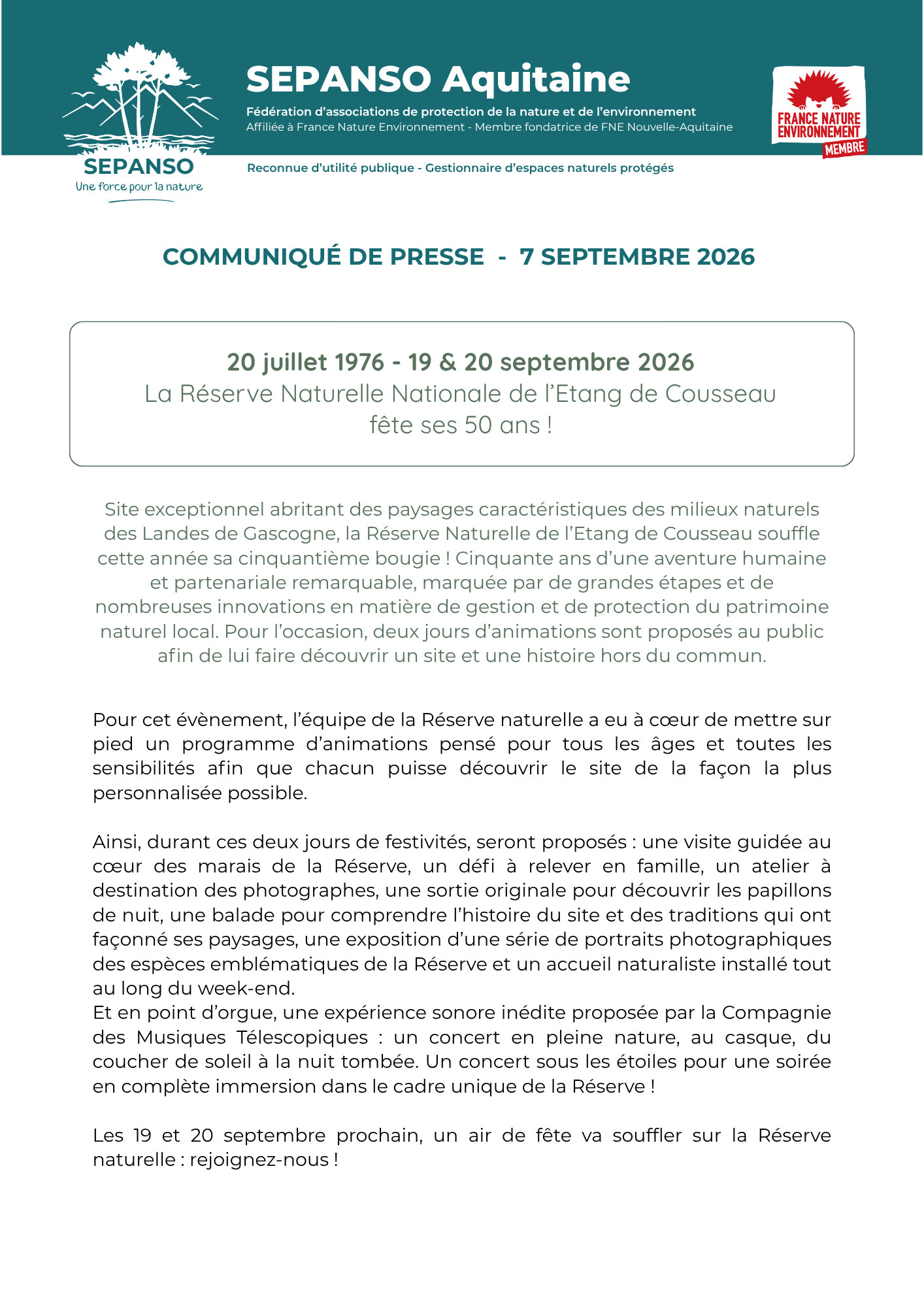 Communiqué de presse